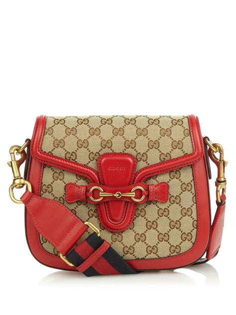 Lyst Gucci Lady Web Medium Canvas And Leather Shoulder Bag In Red