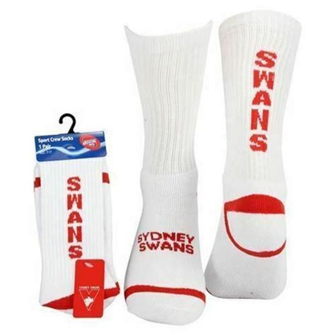 Official Afl Merchandise Sydney Swans 1 Pack Crew Socks