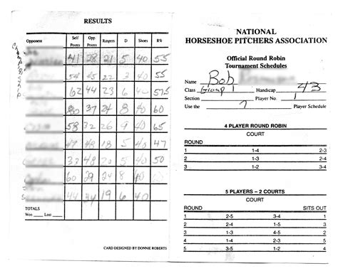 Horseshoe Score Sheet