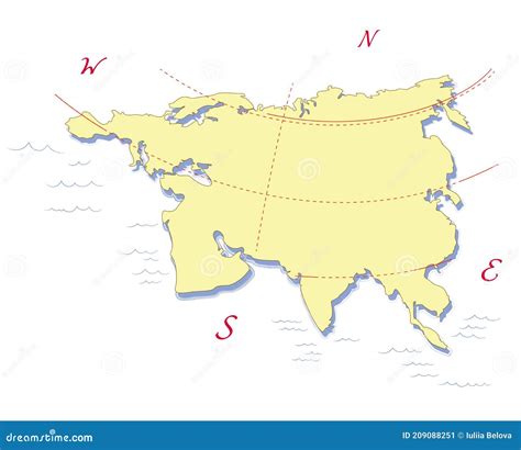 Eurasia Mapa Da Europa ásia Vista Do Lado Norte Ilustração Vetorial