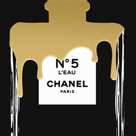 Chanel No5 Gold Paint Drip Fashion Pop Art Modern Graffiti Canvas Wall Art