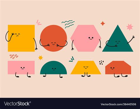 Abstract Funny Geometric Characters Cute Shapes Vector Image