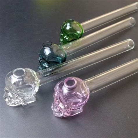 Colorful Great Pyrex Skull Glass Oil Burner Pipe Thick Color Glass