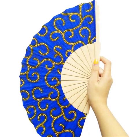 High Quality Custom Printed Folding Hand Fan African Ankara T Bamboo