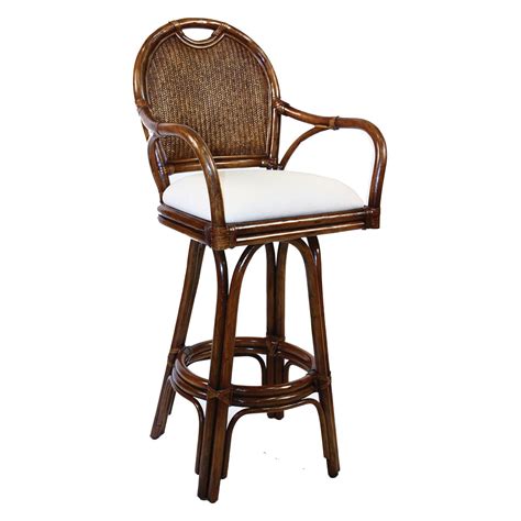 Hospitality Rattan Classic Indoor Swivel Rattan And Wicker 30 In Bar
