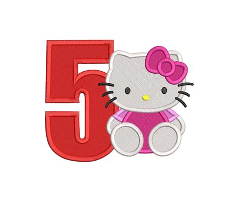 Hello Kitty 5th Birthday Fill Machine Embroidery Design Instant