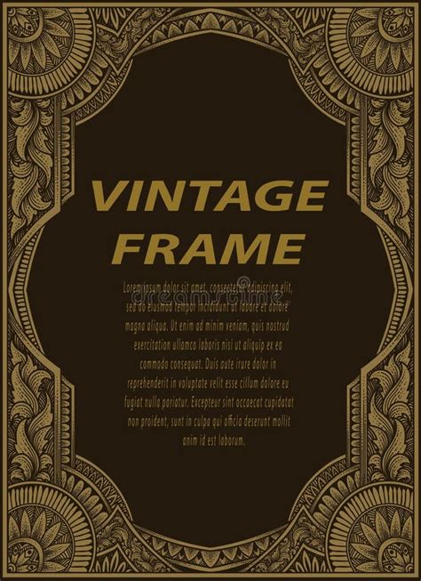 Vintage Border Frame With Engraving Ornament Stock Vector