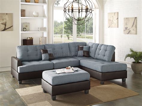 Maywood leather 6 piece modular sectional. F6858 Sectional Sofa 3Pc in Grey Fabric by Boss