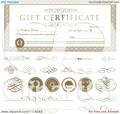 Clipart Of A T Certificate With Swirls And Seals Royalty Free