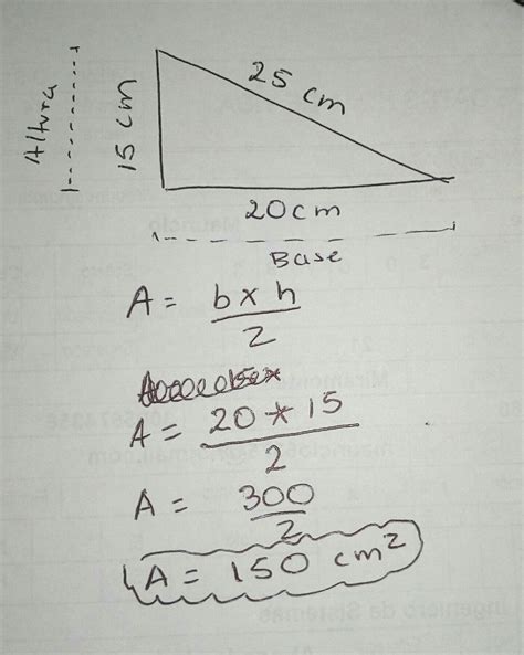 ¿cuál Es El área De Un Triángulo Rectángulo De Lados 15cm 20cm Y 25 Cm
