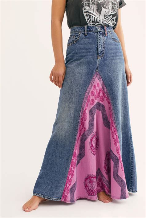 Free People When The Party S Over Denim Maxi Skirt In Blue Lyst