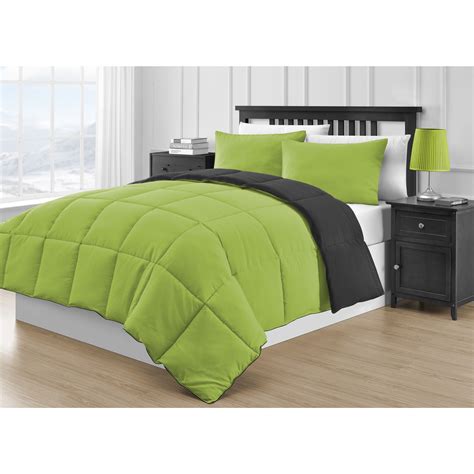 Comfy Bedding Reversible Black And Lime Green 3 Piece Comforter Set