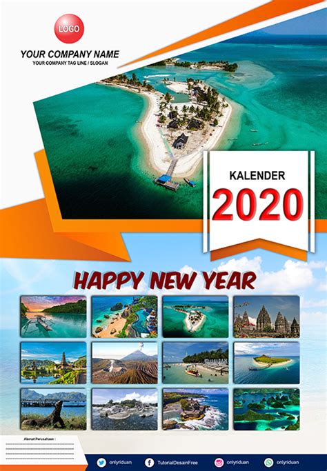Desain Kalender Dinding 2020 Format 4 Bulanan Dengan Photoshop
