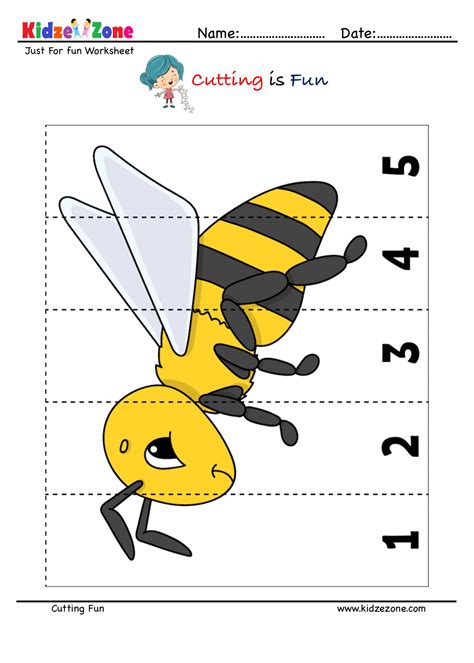 Cutting And Pasting Activity With Honey Bee Kidzezone