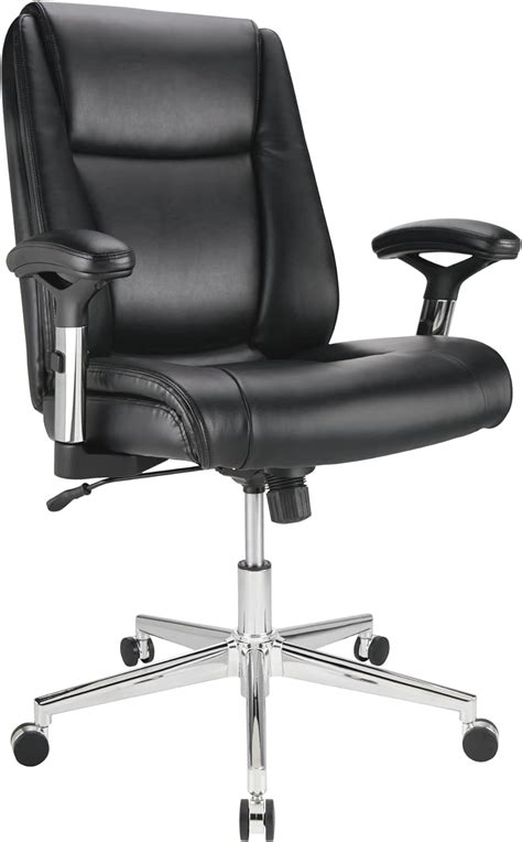 Realspace® Densey Bonded Leather Mid Back Managers Chair Blacksilver