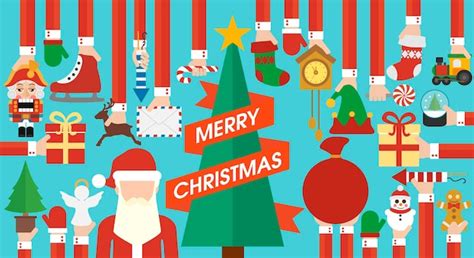 Premium Vector Merry Christmasnew Year Design Flat With Christmas