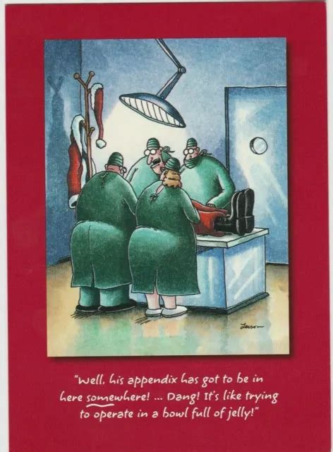 The Far Side Christmas Greeting Card Santas Emergency Surgery Funny