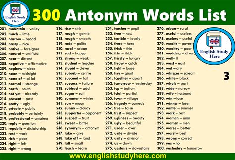 Antonyms Opposite Words300 Antonym Words