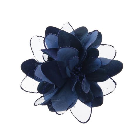 Lilly Flower Feather Hair Clips Navy Claires
