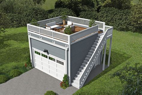 Plan 68705vr Detached Garage Plan With Rooftop Deck Garage Plans