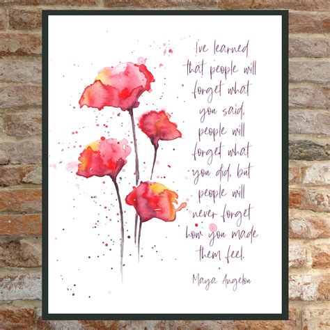 Maya Angelou Quote Art Print Ive Learned That People Etsy Art