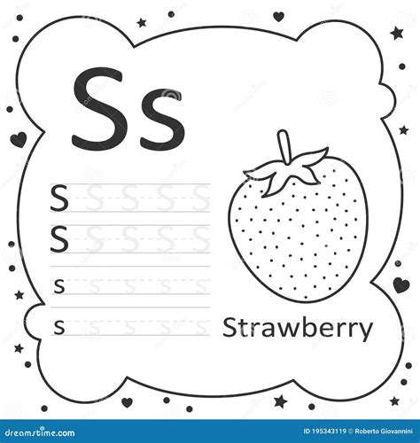 Coloring Alphabet Letters Strawberry Stock Vector Illustration Of
