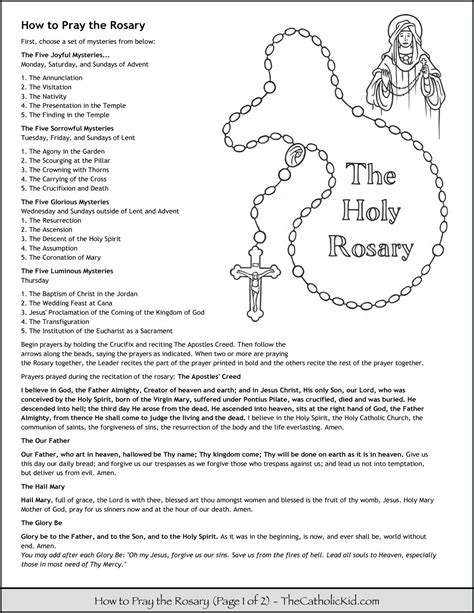 Mysteries Of The Rosary Printable