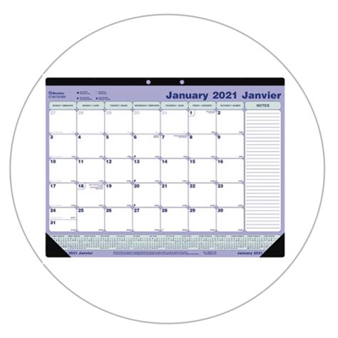 Monthly Desk Pad Calendar 2021 21 14 X 16 In Bilingual Mbc