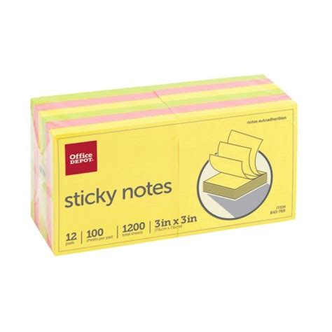 Sticky Notes 3 X 3 Assorted Neon Colors 100 Sheets Per Pad Pack