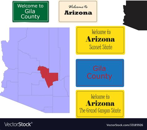 Us Arizona State Gila County Map And Road Sign Vector Image