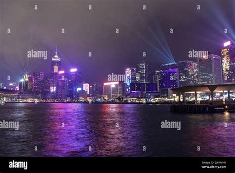 Hong Kong Lights Show Stock Photo Alamy