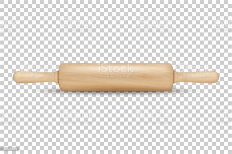 Vector Realistic 3d Wooden Rolling Pin Icon Closeup Isolated On
