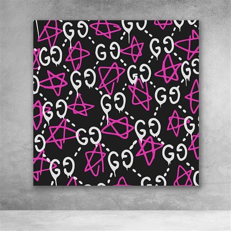 Gucci Ghost Gg Pattern Fashion Pop Culture Canvas Wall Art Small