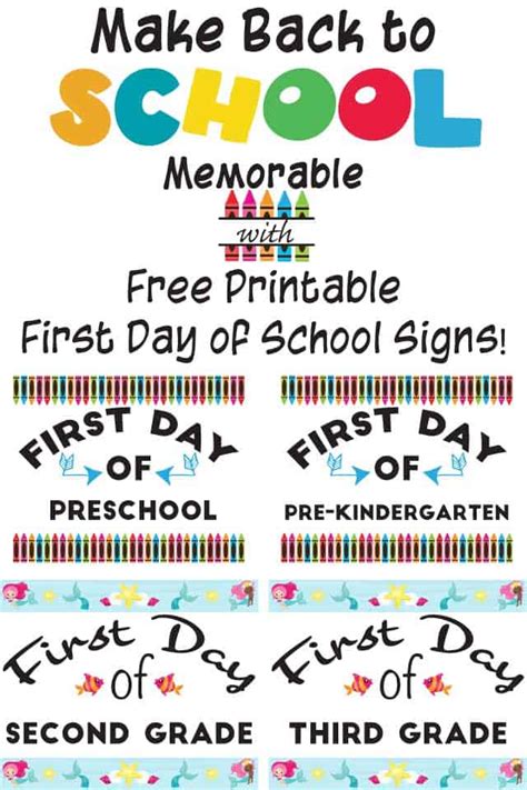 Free Printable First Day School Signs For The Perfect Back To School