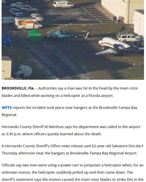 January 10 Florida Man Working On Helicopter Hit By Main Rotor Blades Killed Floridaman In