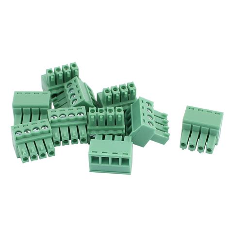 Buy Uxcell 10pcs 300v Kf2edgk 35mm Pitch 4 Pin Pcb Screw Terminal Block Connector Online At