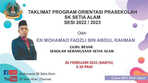 Taklimat Program Orientasi Prasekolah Sesi 20222023 Sk Setia Alam