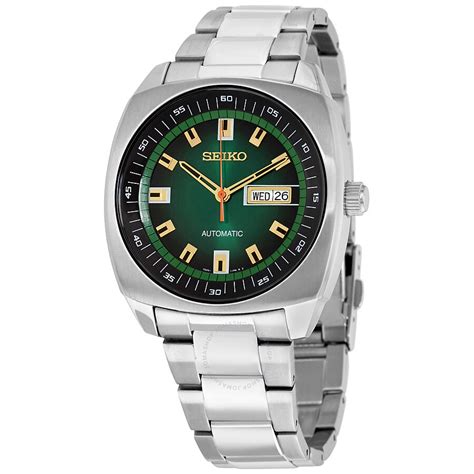 Seiko Recraft Automatic Green Dial Stainless Steel Mens Watch Snkm97