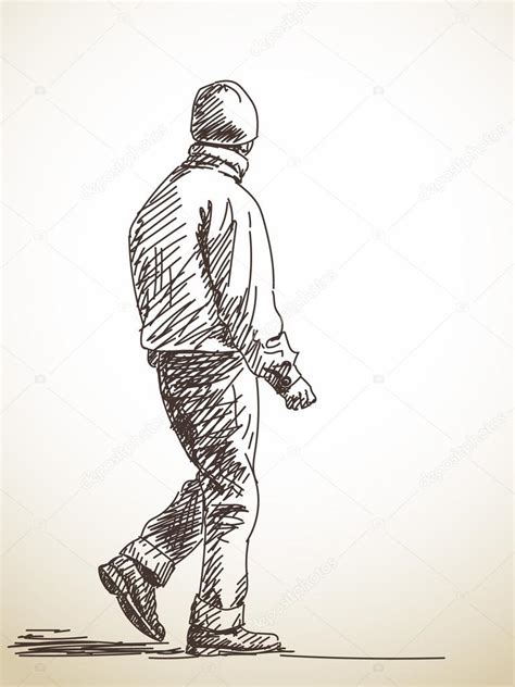 Sketch Of Walking Man — Stock Vector © Olgatropinina 105640274