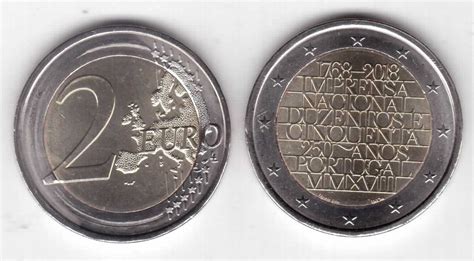 Portugal New Issue Bimetal 2 Euro Unc Coin 2018 Year 250th Anni