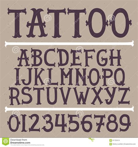 Old School Hand Drawn Tattoo Vector Font Stock Vector Image 61725414