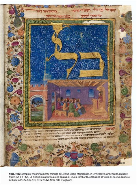 Beautifully Illuminated Hebrew Manuscript Of The Mishneh Torah Of