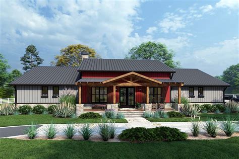 Country Style Barndominium House Plan With Metal Framing Ranch Style