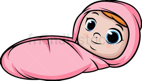 Newborn Baby Girl Cartoon Clipart Vector Friendlystock