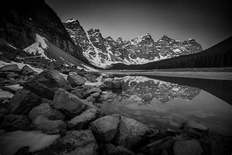 Moraine Lake In Black And White Version 2 The Wicked Hunt Photography
