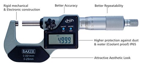 Digital External Micrometer Ip65 डिजिटल माइक्रोमीटर Baker Gauges
