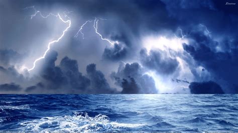 Storm Weather Rain Sky Clouds Nature Ocean Sea Lightning