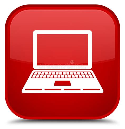 Laptop Icon Special Red Square Button Stock Illustration Illustration