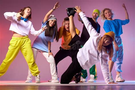 Group Of Young Hip Hop Dancers In Studio Stock Image Image Of Female