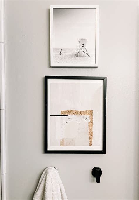 Neutral abstract art landscape | small framed modern painting. minted wall art in small bathroom - neutral abstract wall ...